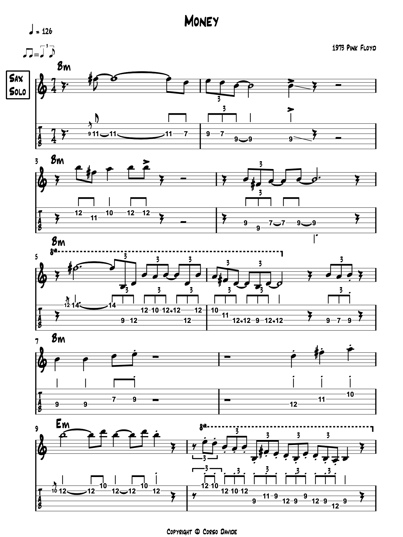 money sax solo guitar 1